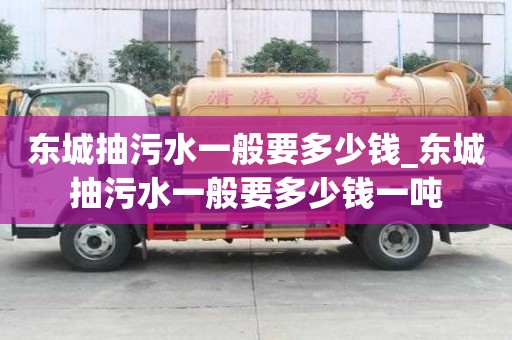 东城抽污水一般要多少钱_东城抽污水一般要多少钱一吨