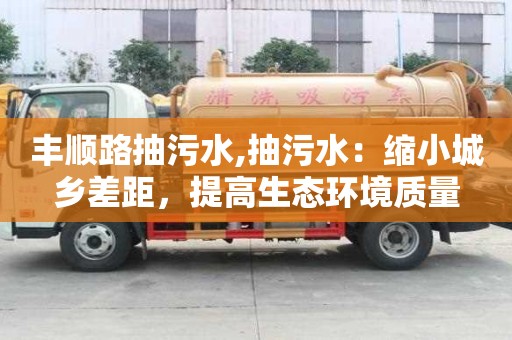 丰顺路抽污水,抽污水：缩小城乡差距，提高生态环境质量