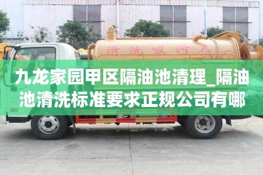 九龙家园甲区隔油池清理_隔油池清洗标准要求正规公司有哪些