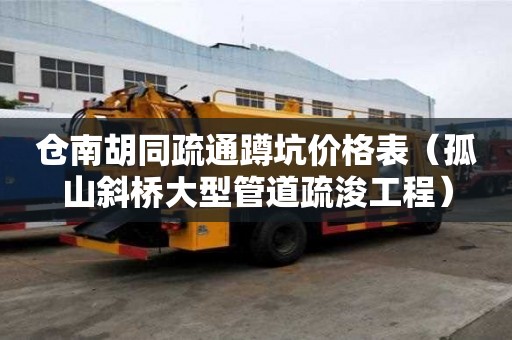 仓南胡同疏通蹲坑价格表（孤山斜桥大型管道疏浚工程）