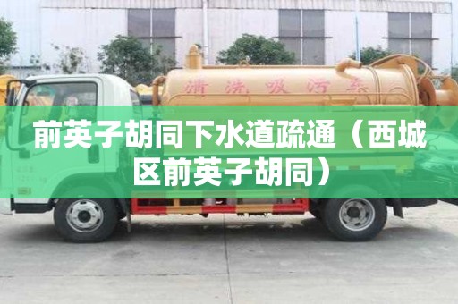前英子胡同下水道疏通（西城区前英子胡同）
