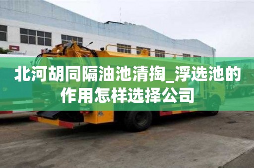 北河胡同隔油池清掏_浮选池的作用怎样选择公司