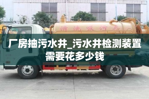 厂房抽污水井_污水井检测装置需要花多少钱