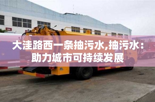 大洼路西一条抽污水,抽污水：助力城市可持续发展