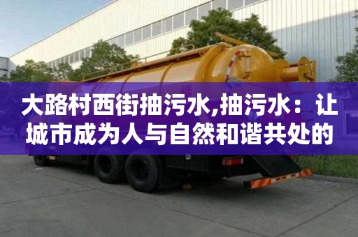 大路村西街抽污水,抽污水：让城市成为人与自然和谐共处的美好家园
