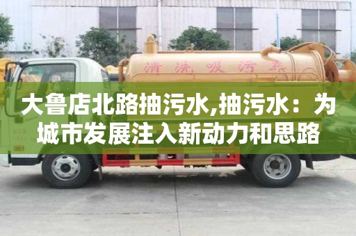 大鲁店北路抽污水,抽污水：为城市发展注入新动力和思路