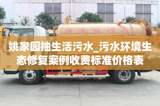 姚家园抽生活污水_污水环境生态修复案例收费标准价格表