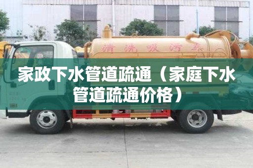 家政下水管道疏通（家庭下水管道疏通价格）