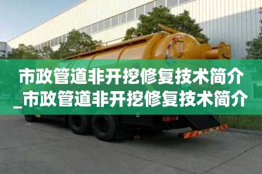 市政管道非开挖修复技术简介_市政管道非开挖修复技术简介怎么写