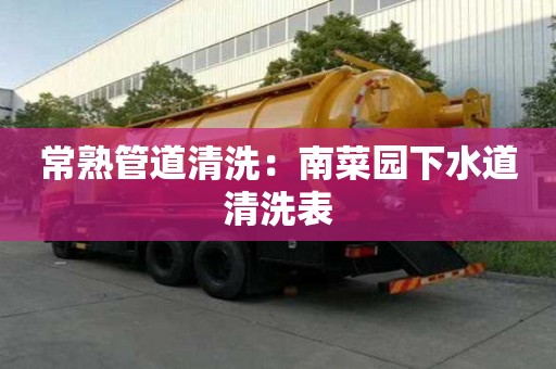 常熟管道清洗：南菜园下水道清洗表