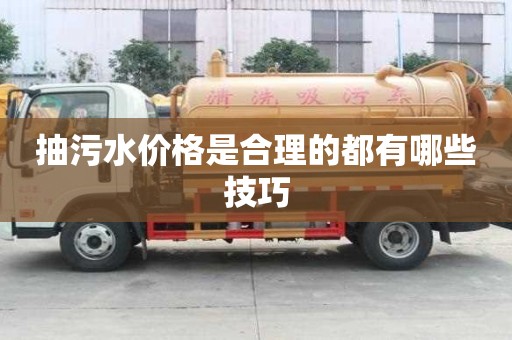 抽污水价格是合理的都有哪些技巧