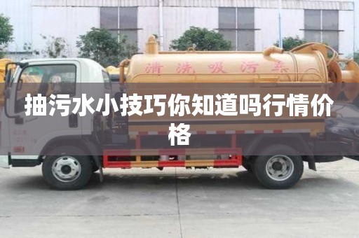 抽污水小技巧你知道吗行情价格