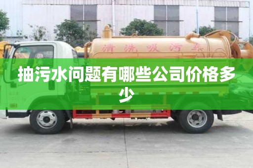 抽污水问题有哪些公司价格多少