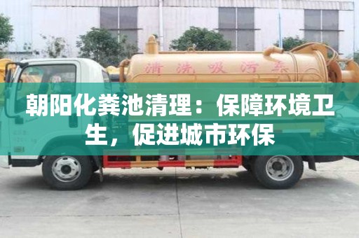 朝阳化粪池清理：保障环境卫生，促进城市环保