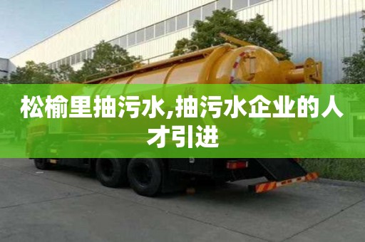 松榆里抽污水,抽污水企业的人才引进