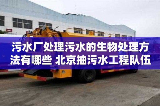 污水厂处理污水的生物处理方法有哪些 北京抽污水工程队伍