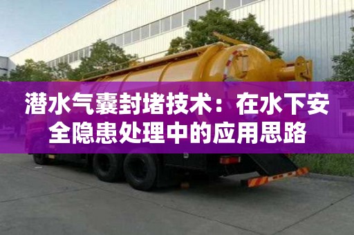 潜水气囊封堵技术：在水下安全隐患处理中的应用思路