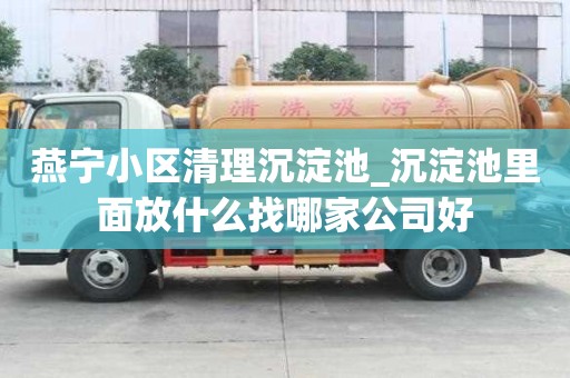 燕宁小区清理沉淀池_沉淀池里面放什么找哪家公司好
