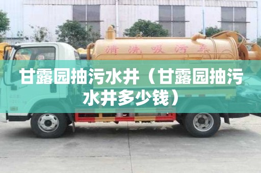 甘露园抽污水井（甘露园抽污水井多少钱）