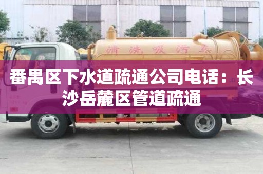 番禺区下水道疏通公司电话：长沙岳麓区管道疏通