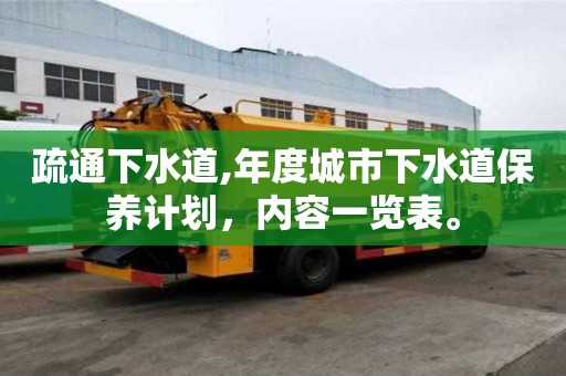 疏通下水道,年度城市下水道保养计划，内容一览表。
