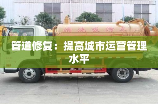 管道修复:提高城市运营管理水平 管道修复:提高城市运营管理水平