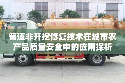 管道非开挖修复技术在城市农产品质量安全中的应用探析