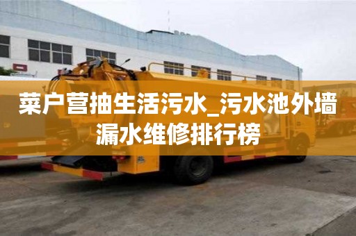 菜户营抽生活污水_污水池外墙漏水维修排行榜