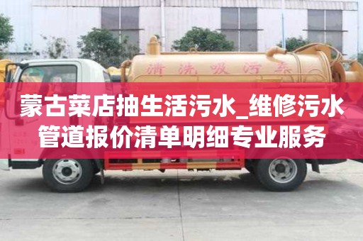蒙古菜店抽生活污水_维修污水管道报价清单明细专业服务
