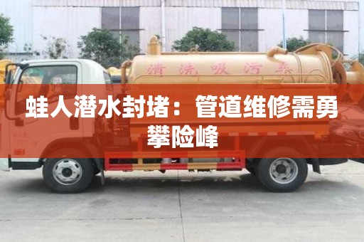 蛙人潜水封堵:管道维修需勇攀险峰 蛙人潜水封堵:管道维修需勇攀险峰