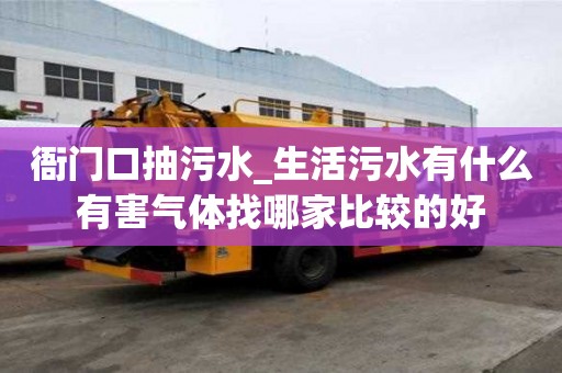 衙门口抽污水_生活污水有什么有害气体找哪家比较的好