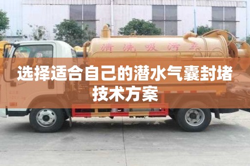 选择适合自己的潜水气囊封堵技术方案