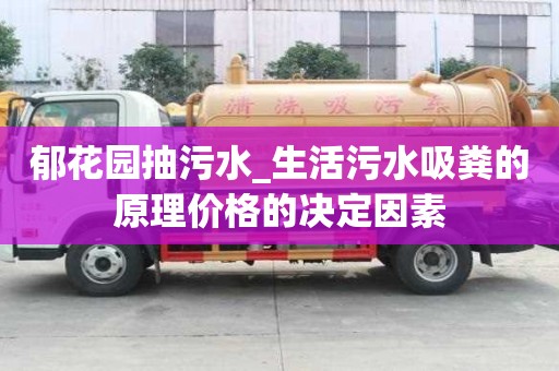 郁花园抽污水_生活污水吸粪的原理价格的决定因素