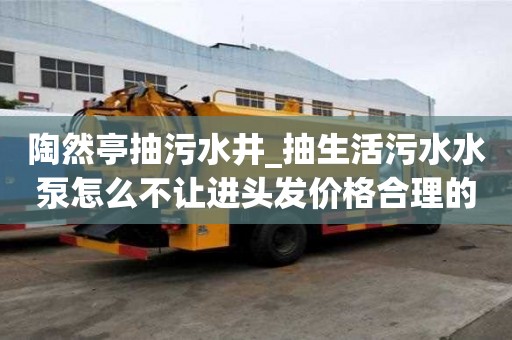 陶然亭抽污水井_抽生活污水水泵怎么不让进头发价格合理的原因