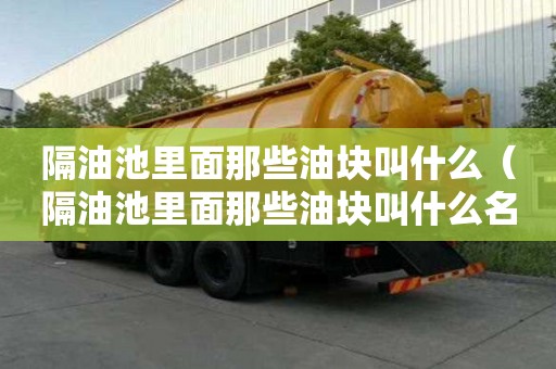 隔油池里面那些油块叫什么（隔油池里面那些油块叫什么名字）